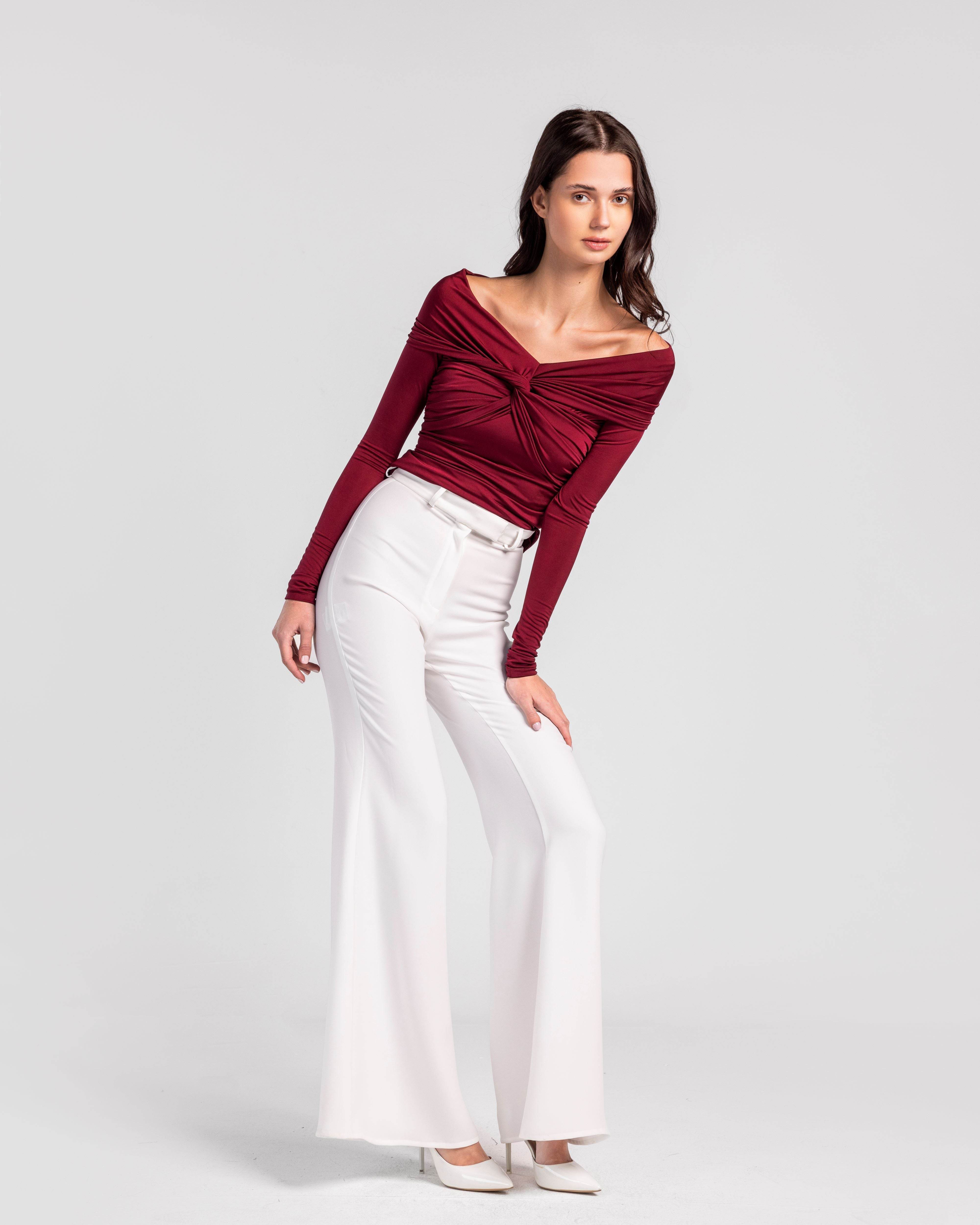 Asymmetrical Elegance Ruched Blouse - MOONMAINS EGY