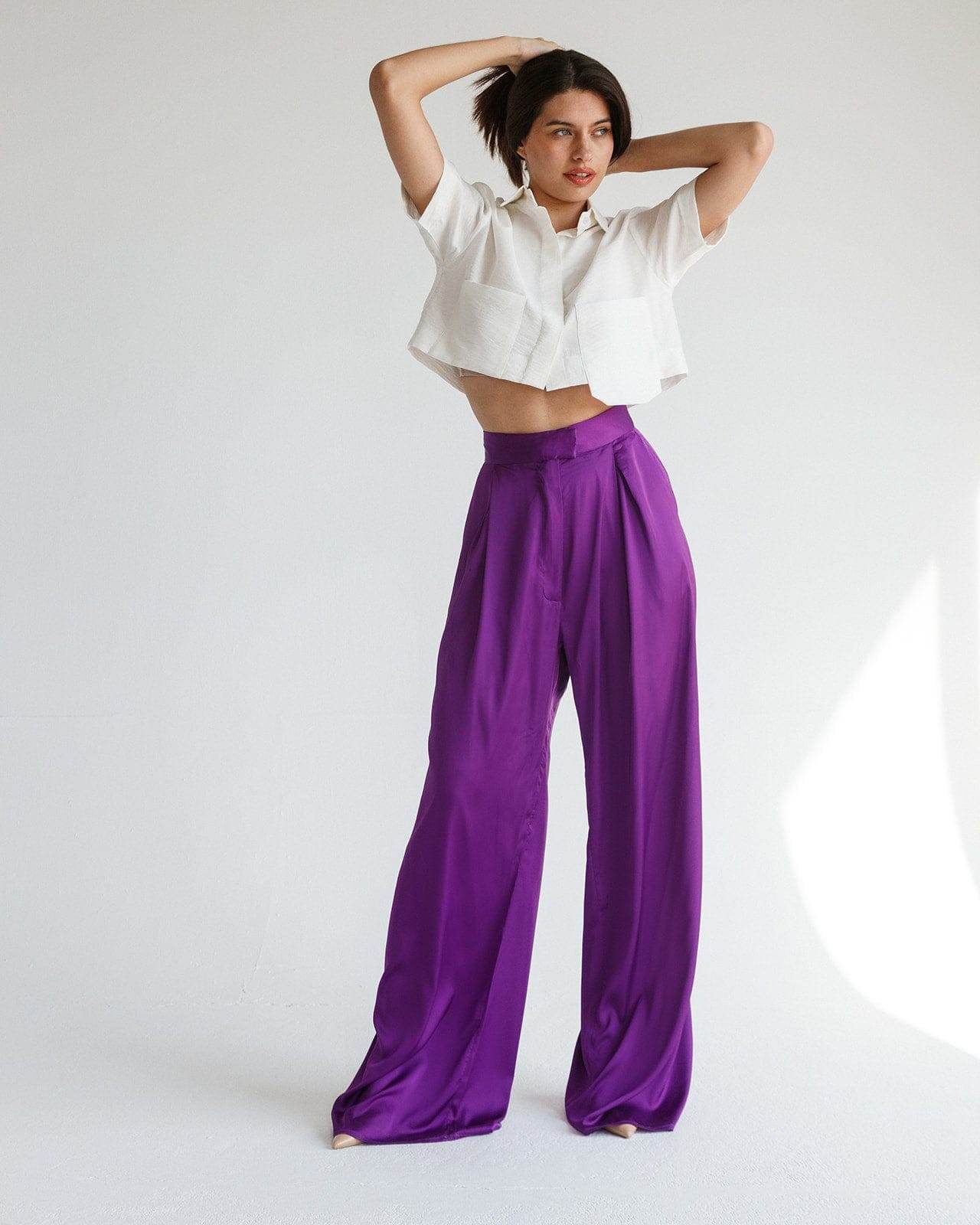 WIDE LEG SATIN PANTS - MOONMAINS EGY