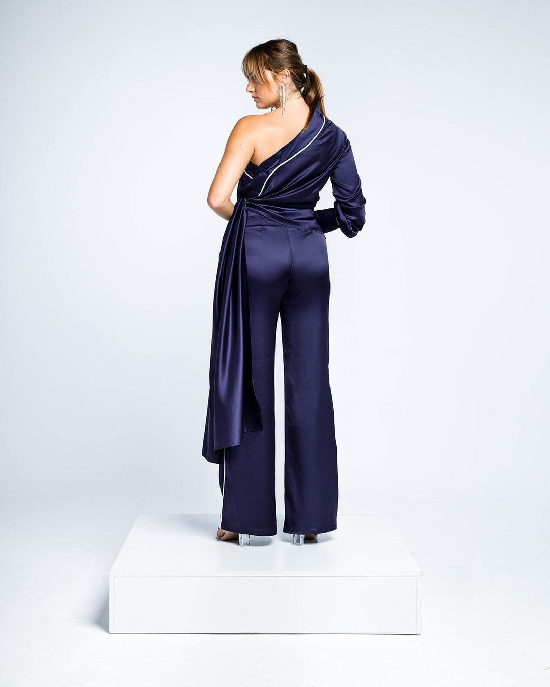 ASYMMETRIC SATIN BLOUSE - MOONMAINS EGY