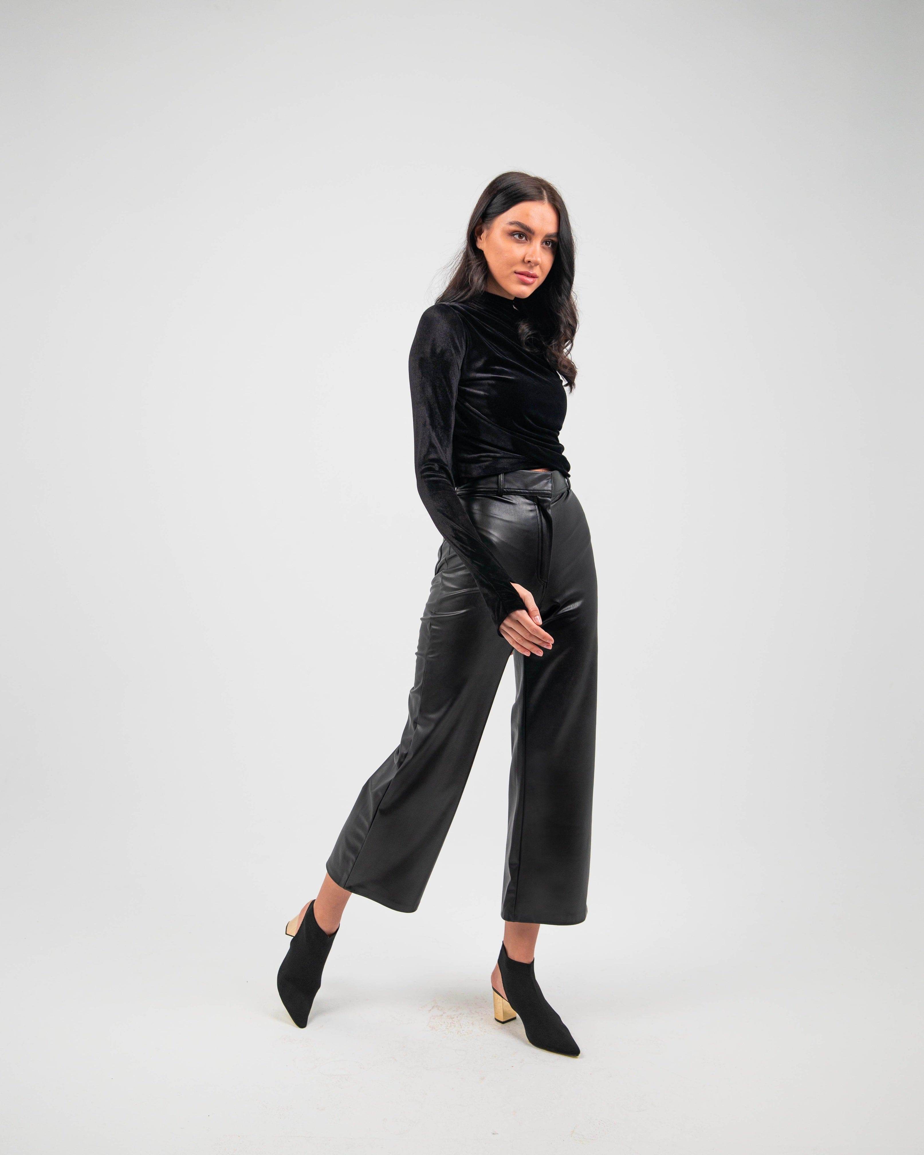 STRAIGHT-LEG FAUX LEATHER PANTS - MOONMAINS EGY
