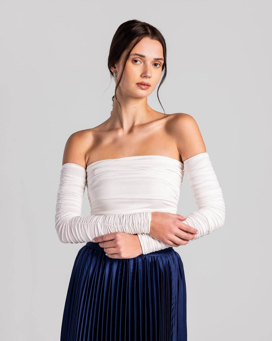 Regal Off-Shoulder Ruched Top - MOONMAINS EGY