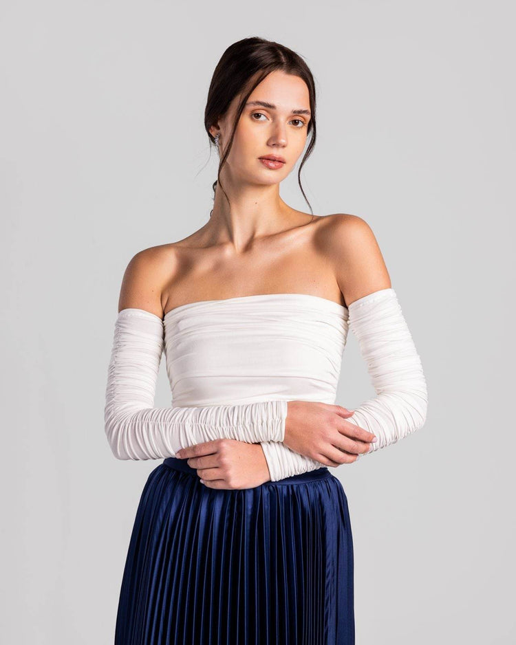 Regal Off-Shoulder Ruched Top - MOONMAINS EGY