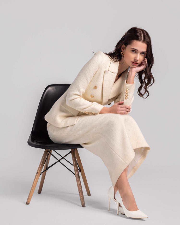 Double breasted tweed blazer - MOONMAINS EGY