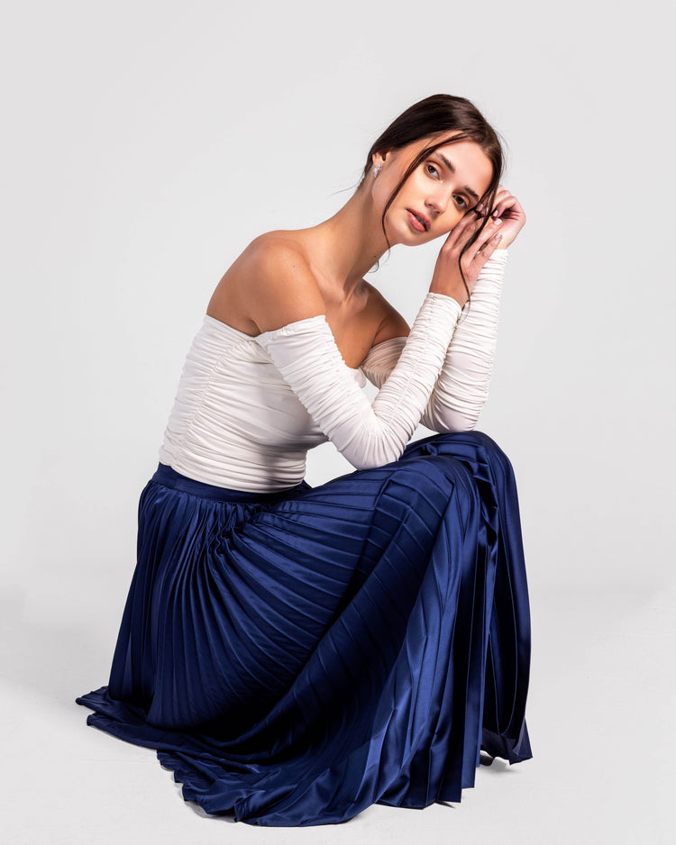 Cascade High-Waisted Pleated Maxi Skirt - MOONMAINS EGY