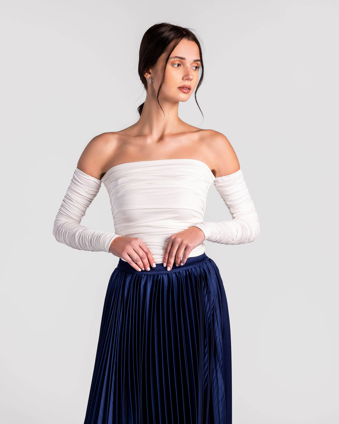 Regal Off-Shoulder Ruched Top - MOONMAINS EGY