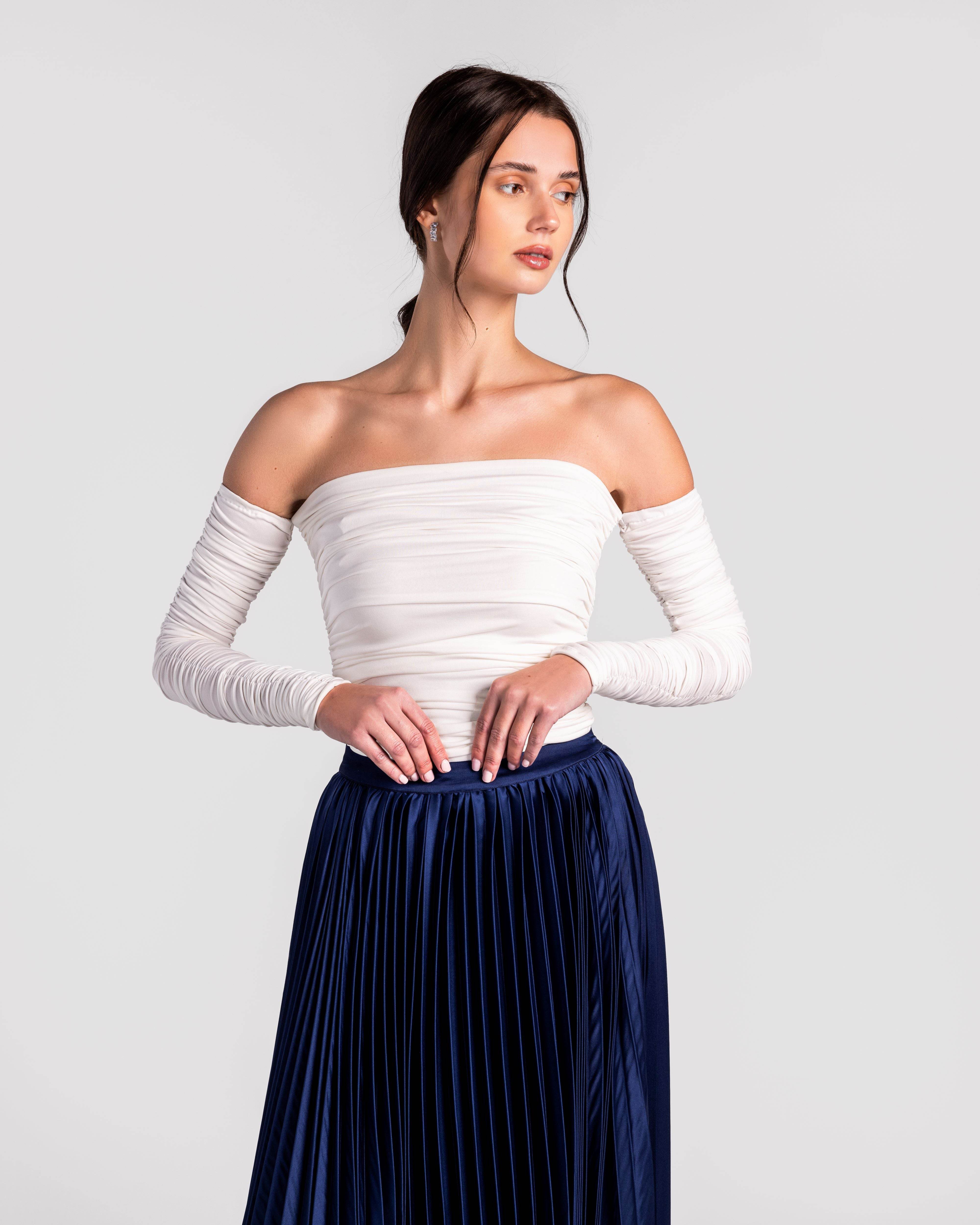 Regal Off-Shoulder Ruched Top - MOONMAINS EGY