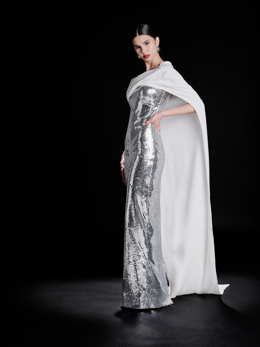 Look 21 – Elegant White & Silver Sequin Gowns