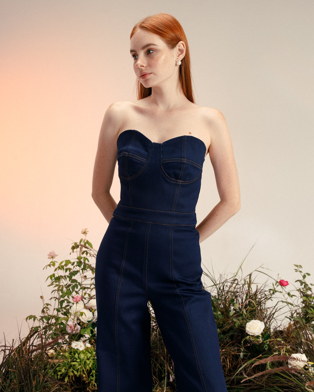 Denim Strapless Jumpsuit