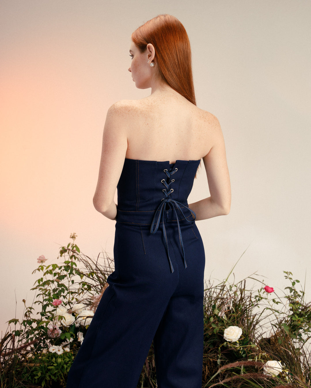 Denim Strapless Jumpsuit