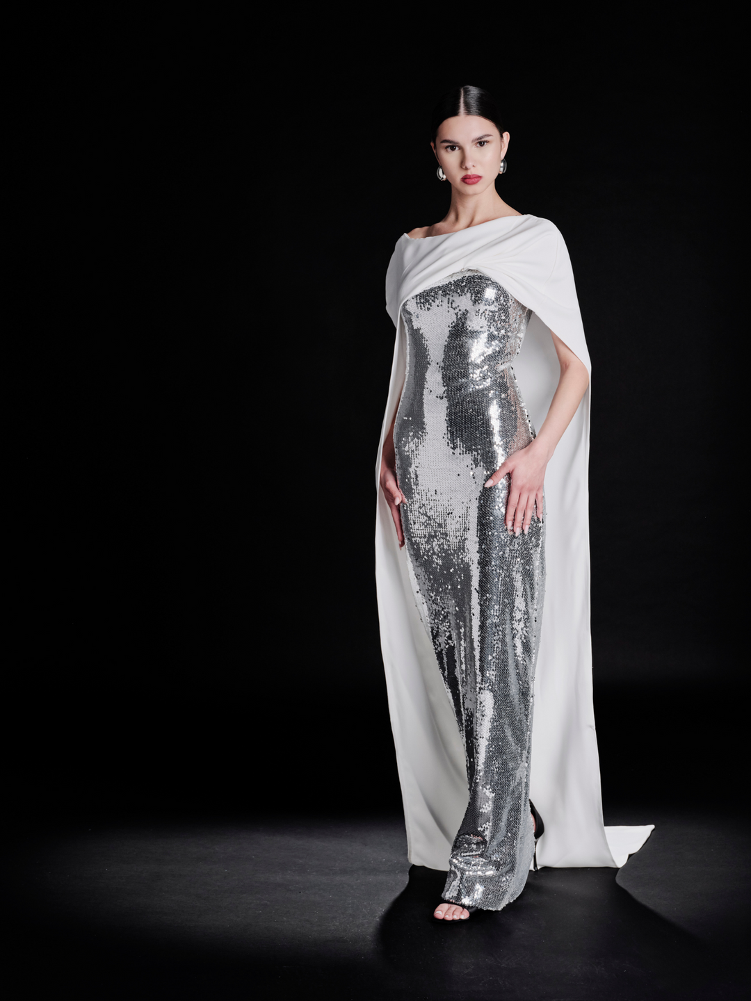 Look 21 – Elegant White & Silver Sequin Gowns