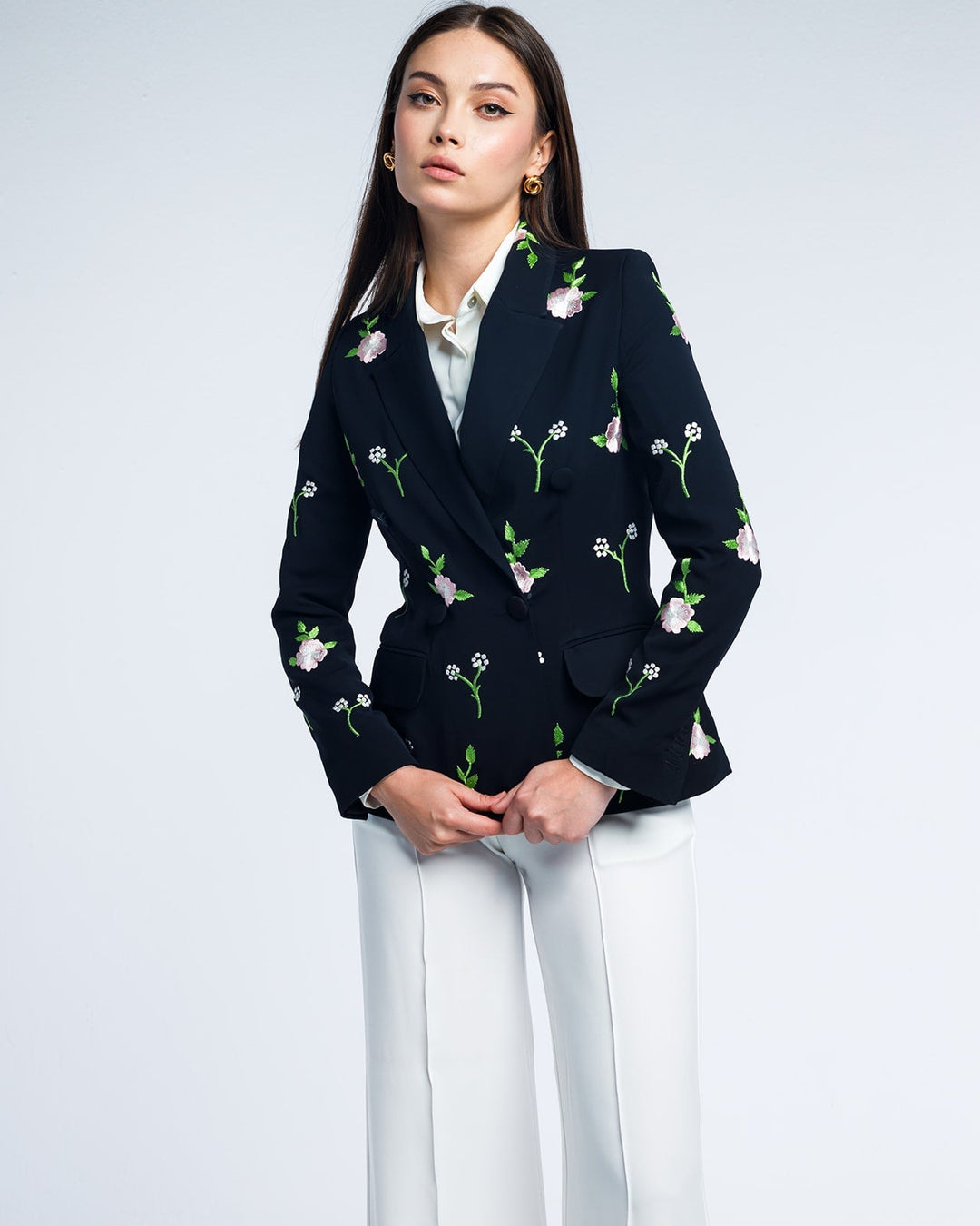 ROSIE - FLORAL EMBROIDERY DOUBLE-BREASTED BLAZER