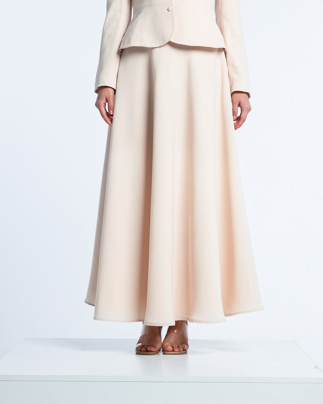 HIGH RISE CREPE MIDI SKIRT