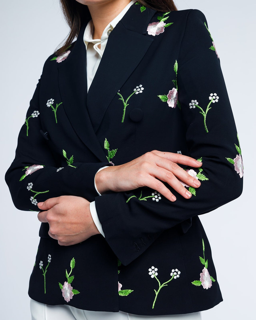 ROSIE - FLORAL EMBROIDERY DOUBLE-BREASTED BLAZER