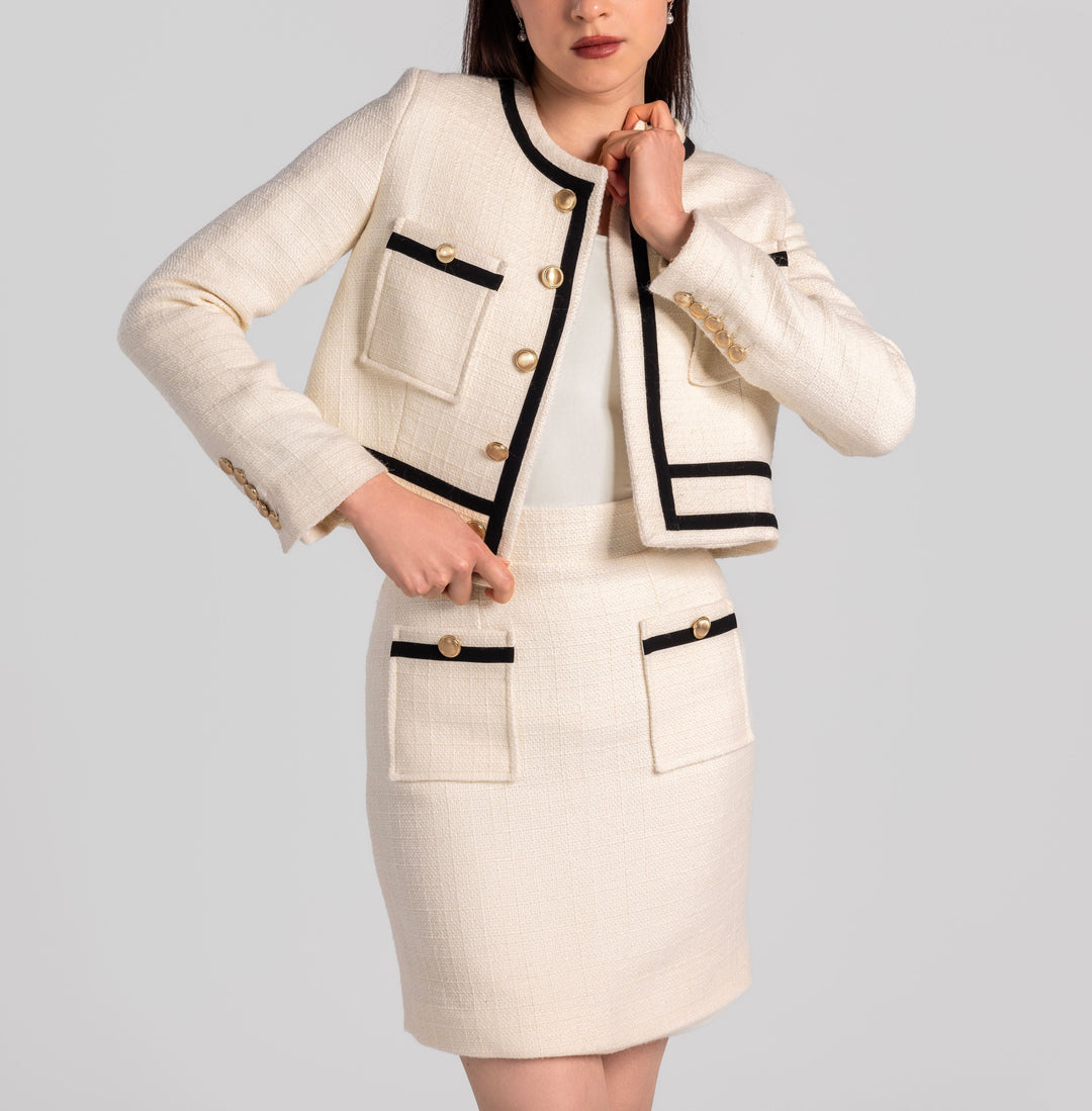 Tweed Essence Tailored  in Ivory-black Jacket