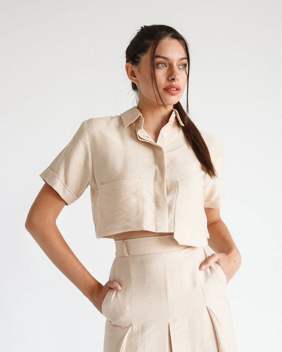 CROPPED LINEN SHIRT