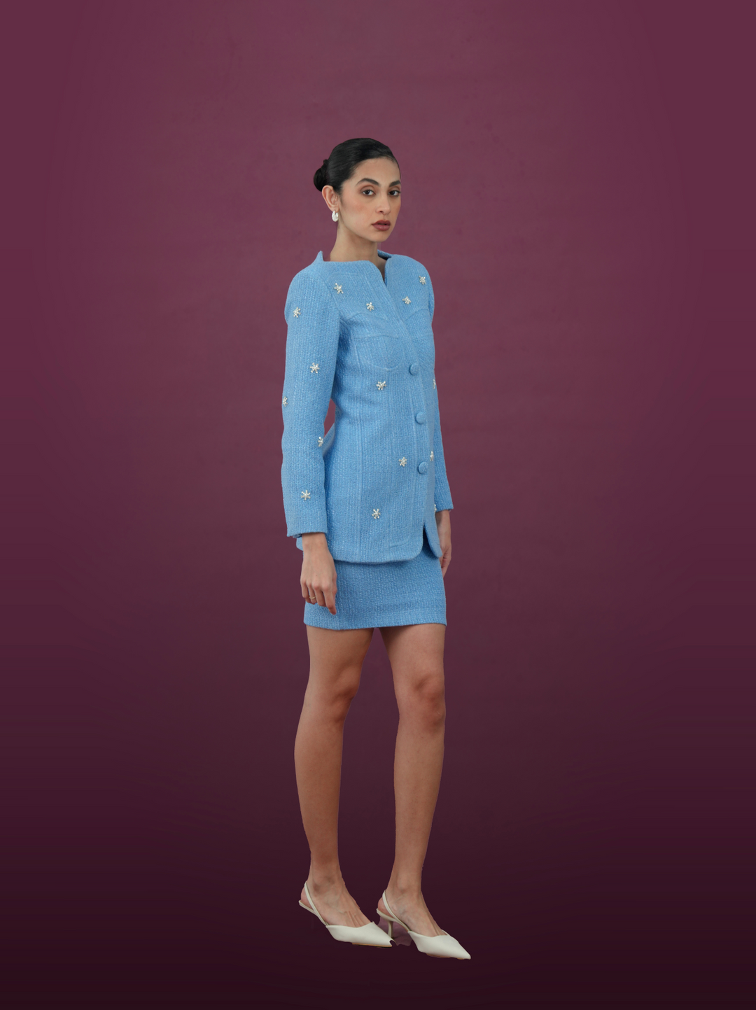 Azure Elegance Belted Ensemble