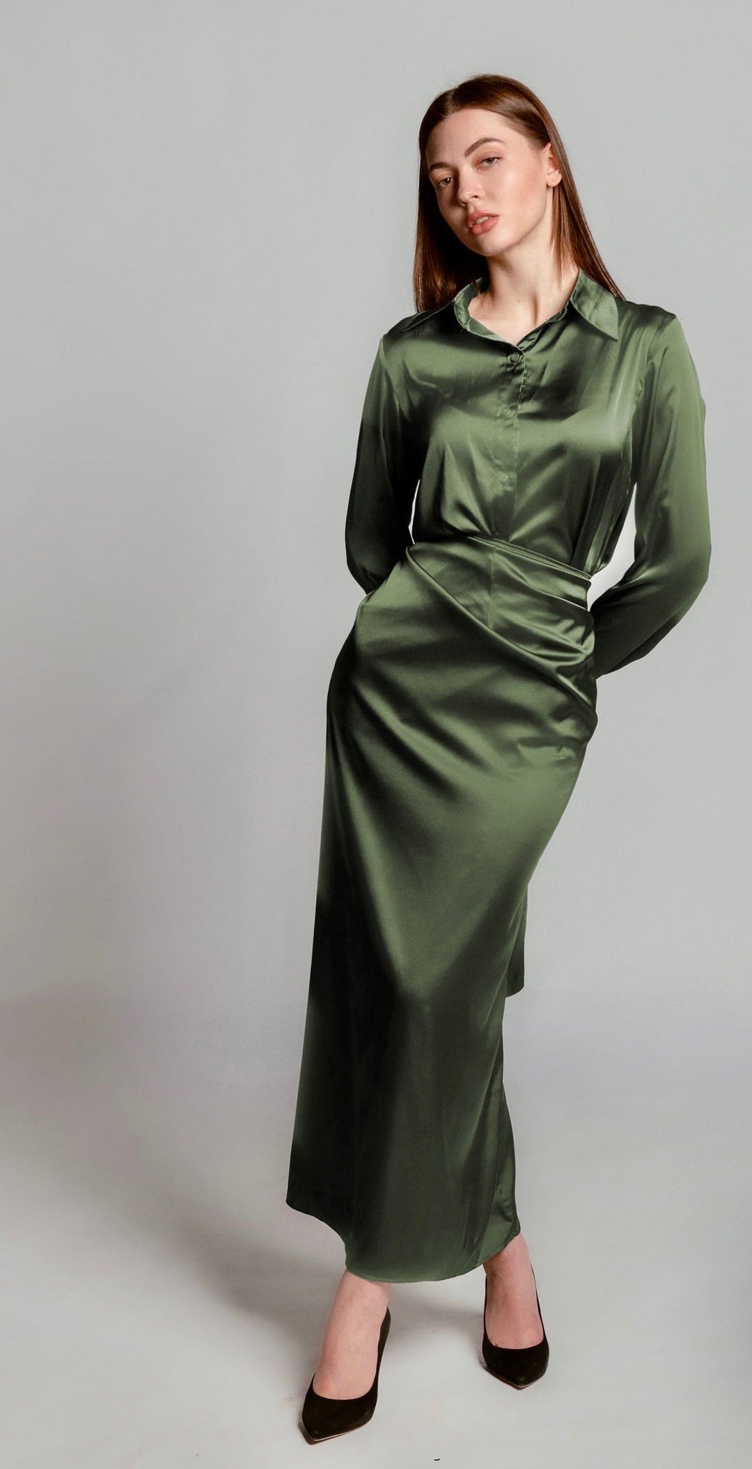 ELYSIAN WRAPPED SATIN DRESS