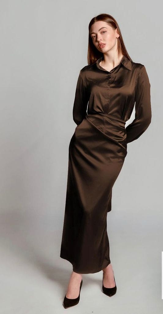 ELYSIAN WRAPPED SATIN DRESS