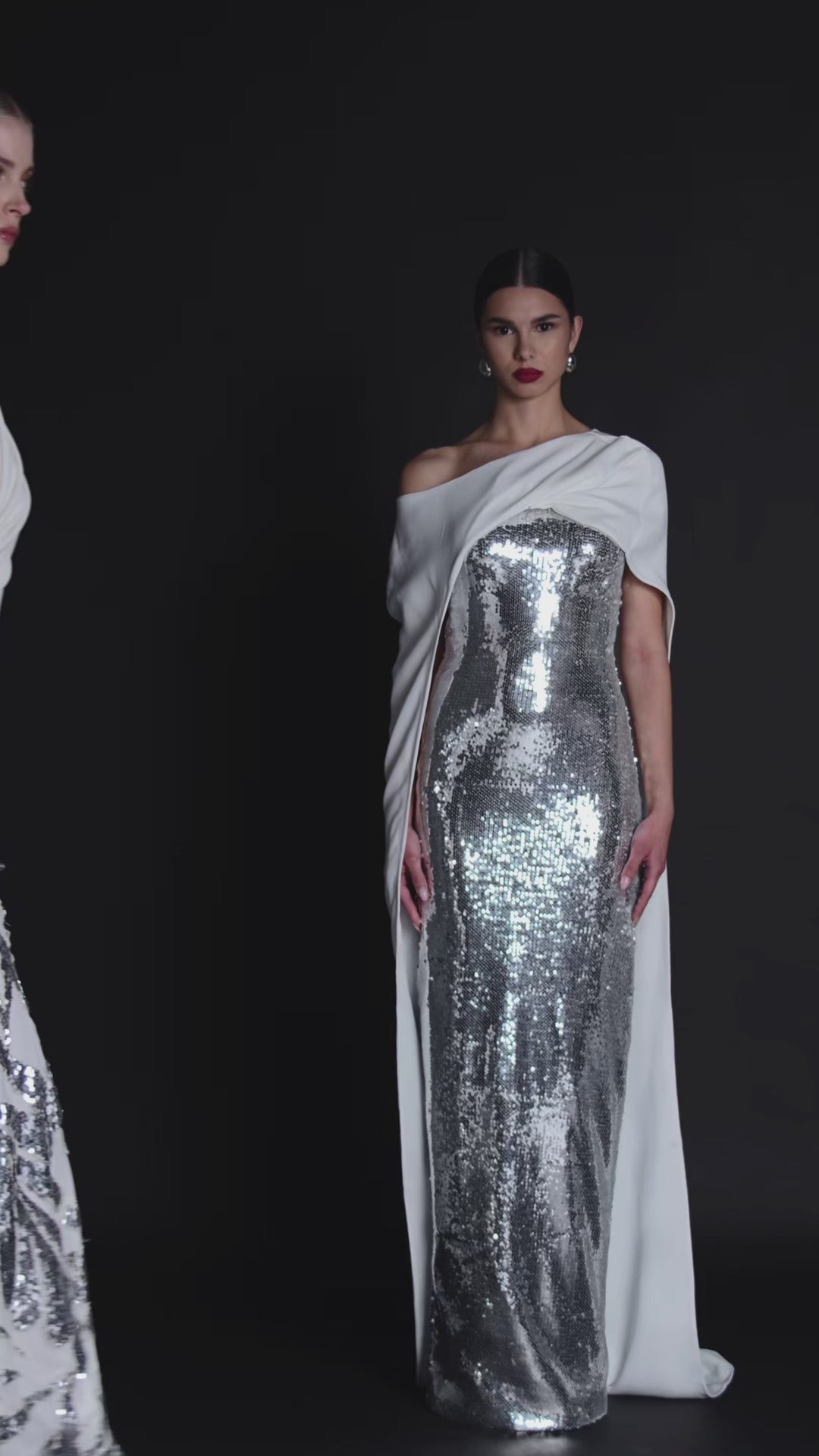 Look 21 – Elegant White & Silver Sequin Gowns