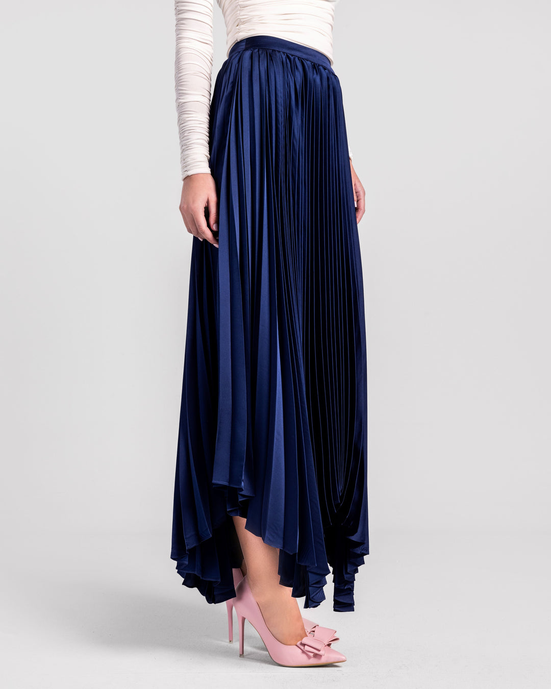 Cascade High-Waisted Pleated Maxi Skirt